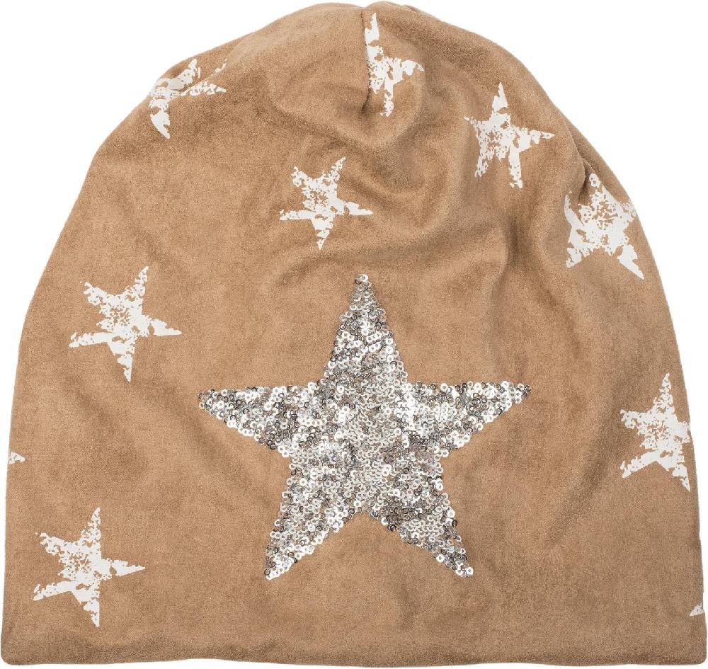 Stylebreaker Beanie in Veloursleder Optik mit Pailletten Stern Letzte 3 Tage