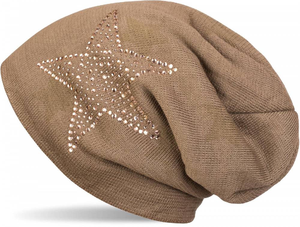 Stylebreaker Feinstrick Beanie mit Strass Stern Super Rabatt