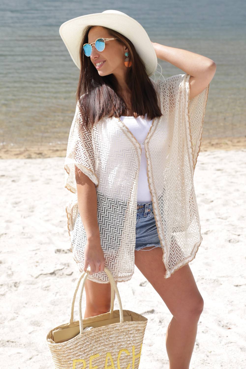 Stylebreaker Leichter Poncho in Häkeloptik im Angebot