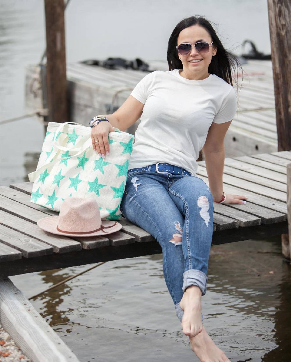 Stylebreaker Strandtasche mit Vintage Stern Muster Fabrik Onlineshop