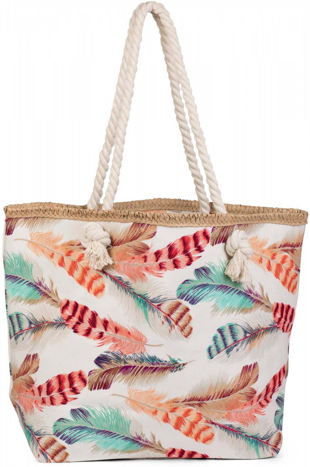 Stylebreaker Strandtasche mit bunten Federn