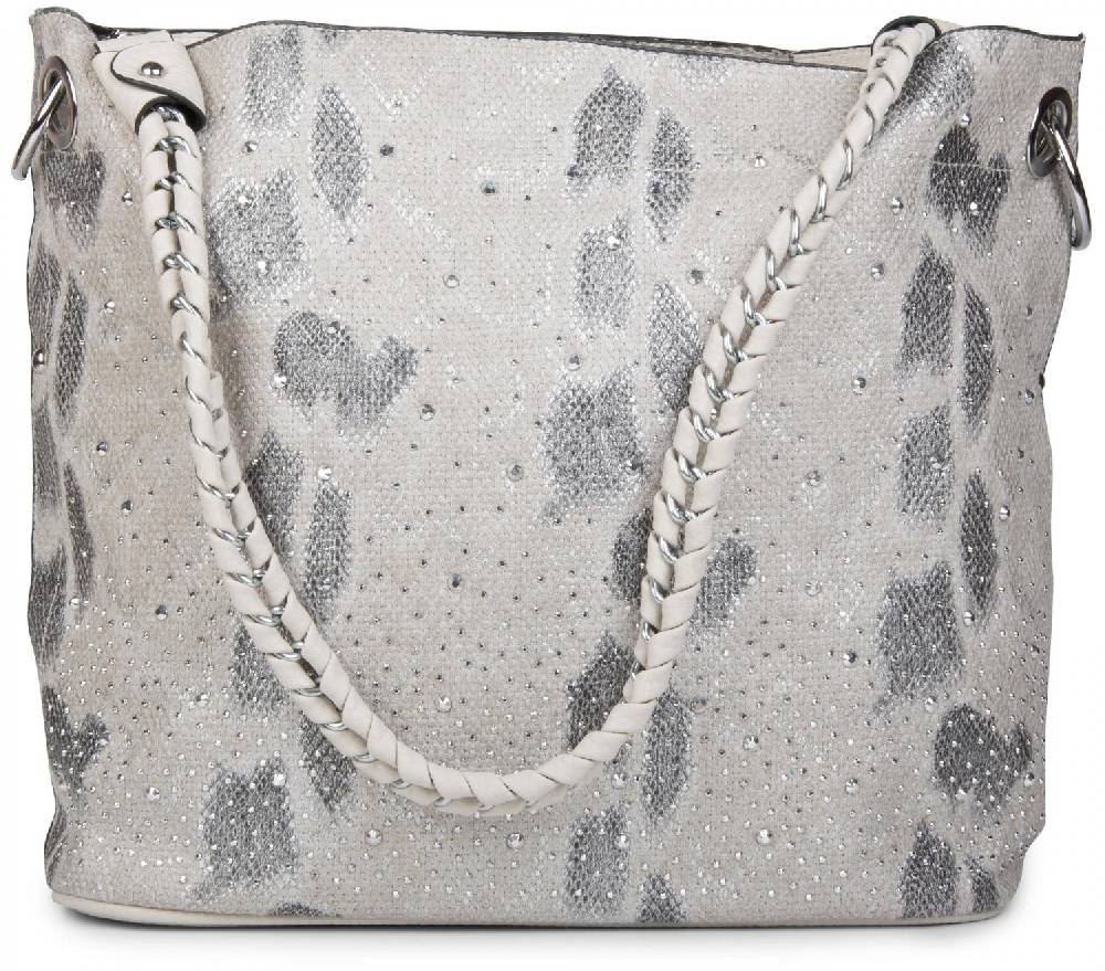 Stylebreaker Handtaschen Set mit Strass Applikation in Schlangenleder Optik Valentinstagsangebot