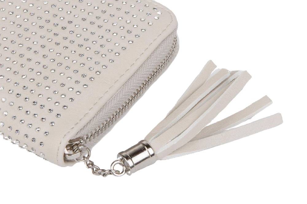 Stylebreaker Geldbörse mit All Over Strass Nieten mit Reißverschluss Jubiläumsangebot