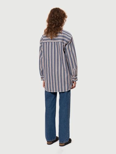 glore Nudie Jeans Mina Denim Shirt Stripe Zeitlich begrenztes Angebot