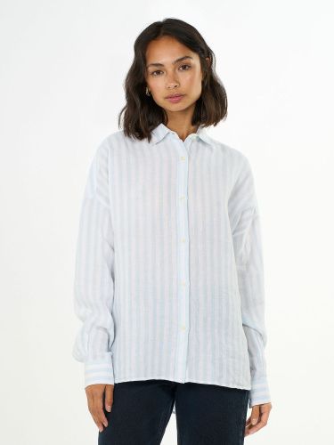 glore Knowledge Cotton Apparel Linen Striped Loose A-Shape Shirt Discount Store für neue Produkte
