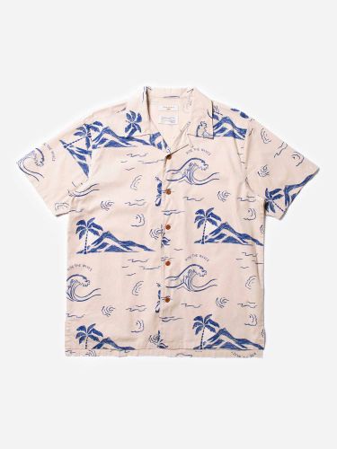 glore Nudie Jeans Arvid Waves Hawaii Shirt Neueste Mode